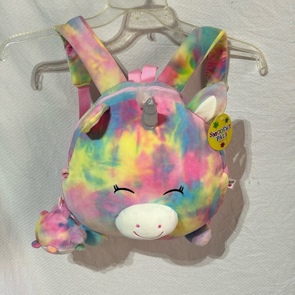 Smoochy Pals plush rainbow unicorn plush back back adjustable straps soft nwt